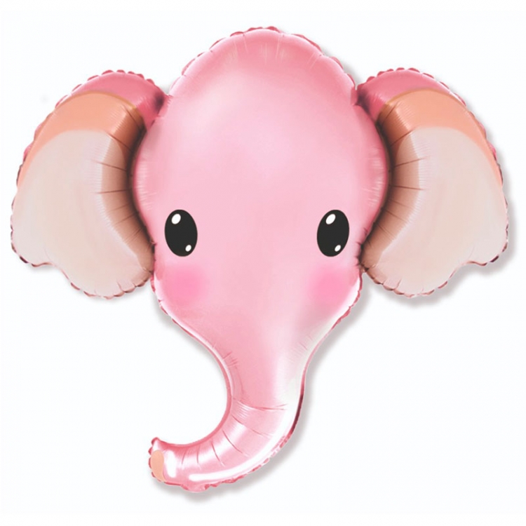 Шар Фигура Слоник розовый голова (в упаковке)