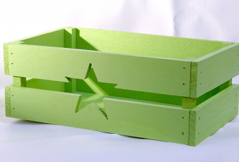 Декоративный ящик со звездой прямоугольный крашеный, салатовый